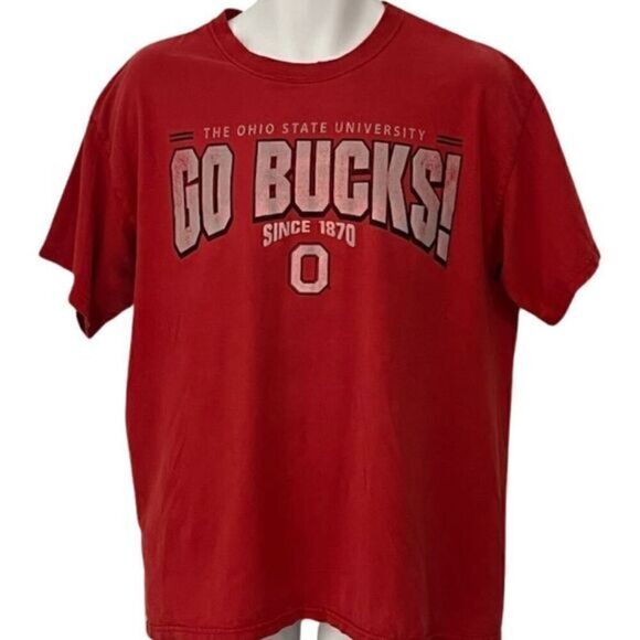 Vintage Gildan Y2K Ohio State Buckeyes Red Short Sleeve T-Shirt. Size Large - Picture 1 of 9